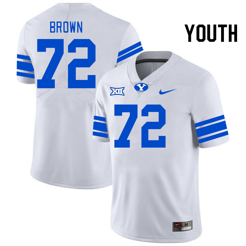 Youth #72 Joe Brown BYU Cougars College Football Jerseys Stitched Sale-White